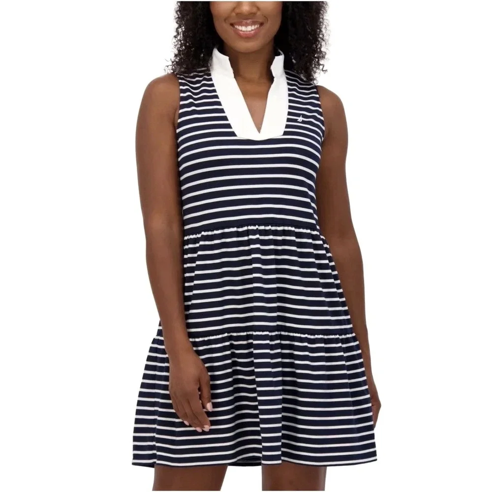 NEW! Nautica Jeans Striped Sleeveless Tiered Tank Dress Navy White SZ XXL - Picture 3 of 11